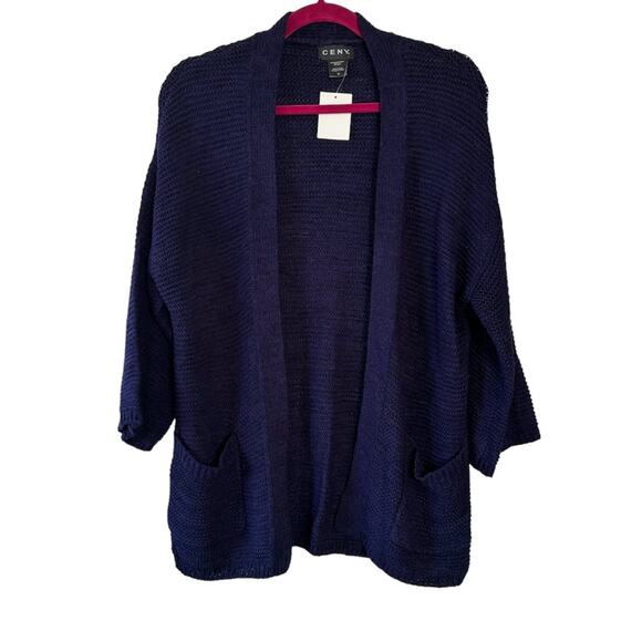 Ceny Navy Blue Knit Open Front Cardigan Size Medium NWT - Picture 1 of 7